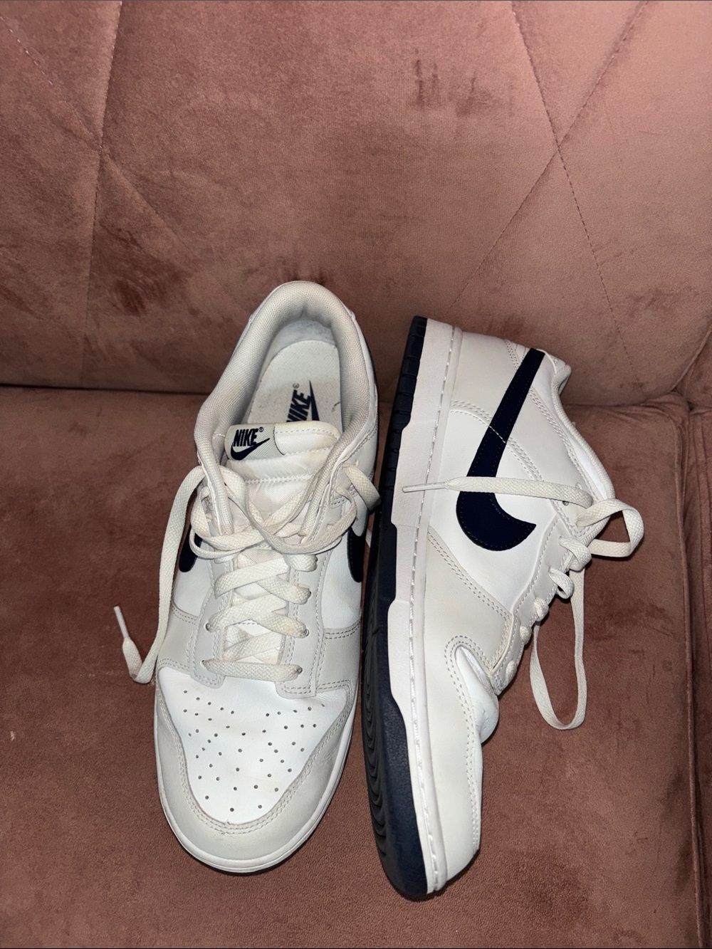 Nike Men’s White Sneakers with Navy Swoosh